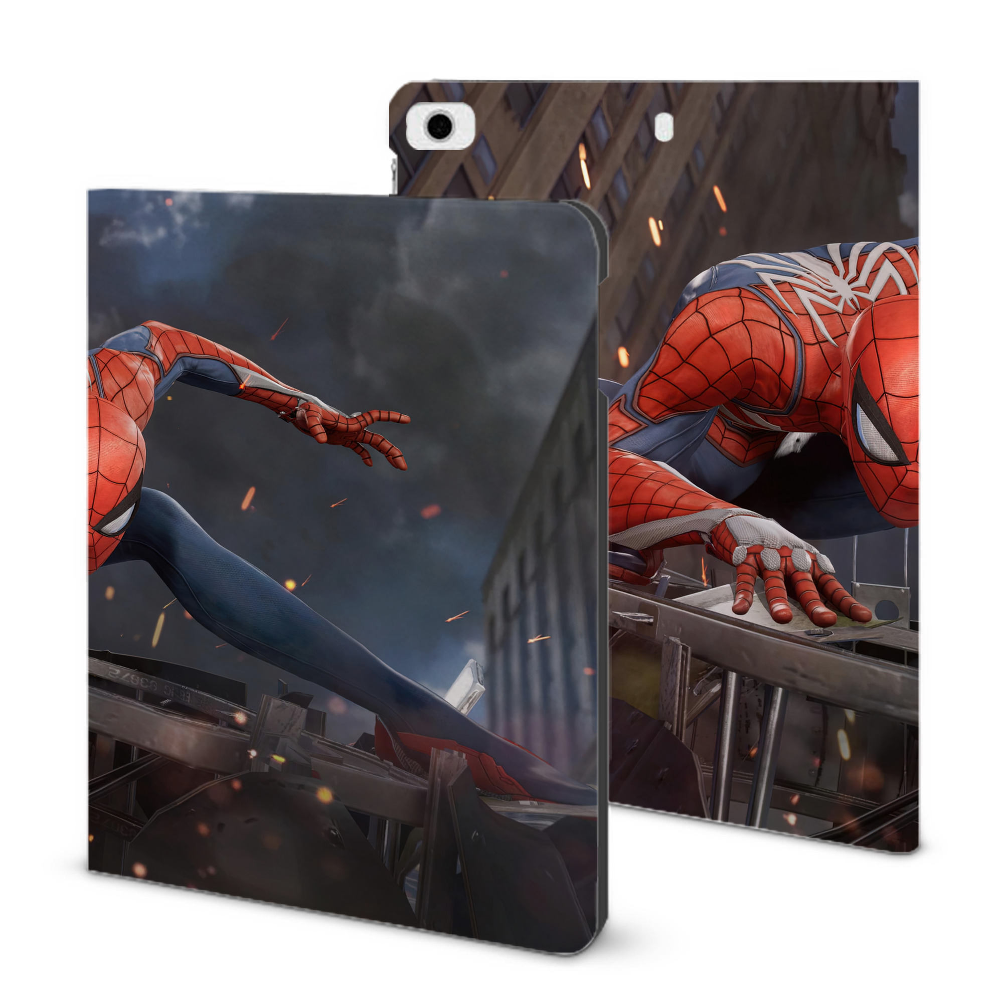 （画像用） Spider Man スパイダーマン IPad ケース ブック型 PUレザー TPU 耐衝撃 軽量 薄型 ペン収納なし 全面保護 IPad 各モデル対応